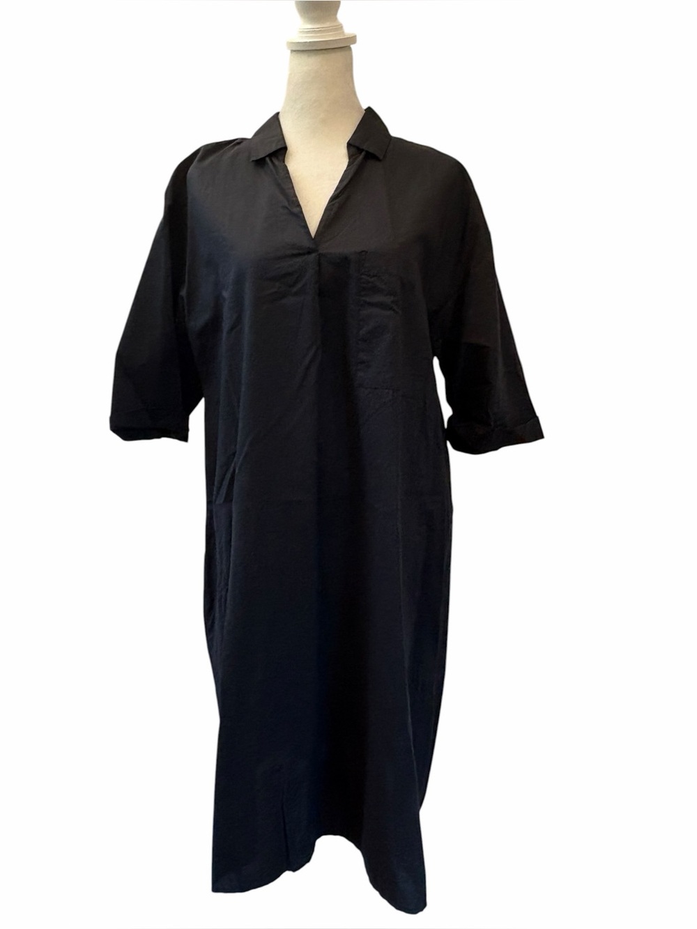 J Jill Black Collared Shift Dress. Size L. EUC